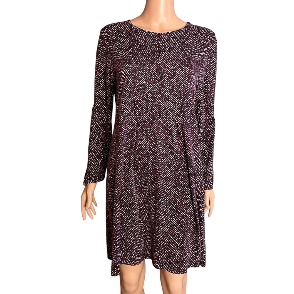 J. Jill Wearever Collection Geometric Print Knit Dress Medium Office Work Flawed